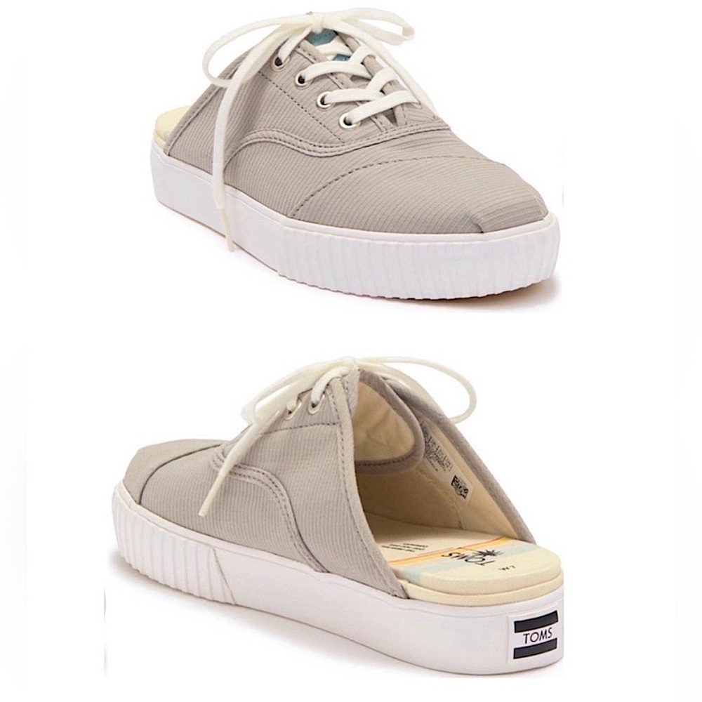 ☀️ TOMS ☀️-Cordones Slip On Mule Lace Sneakers Gray White - Size 9.5